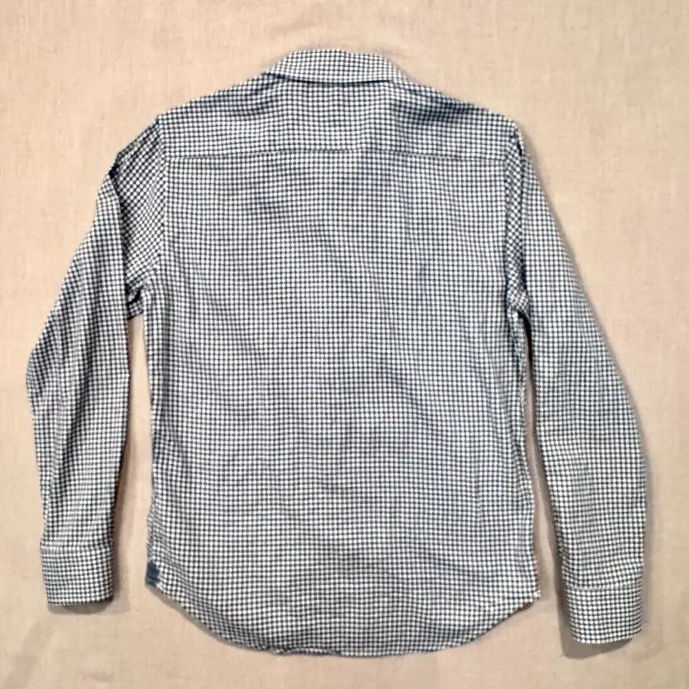 Banana Republic Men’s Small Untucked Shirt Blue White Gingham 100% Cotton